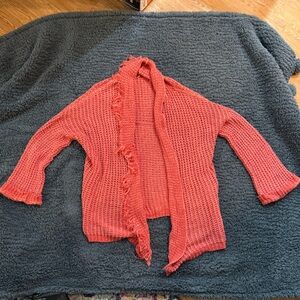 Free People Coral Open-Front Cardigan